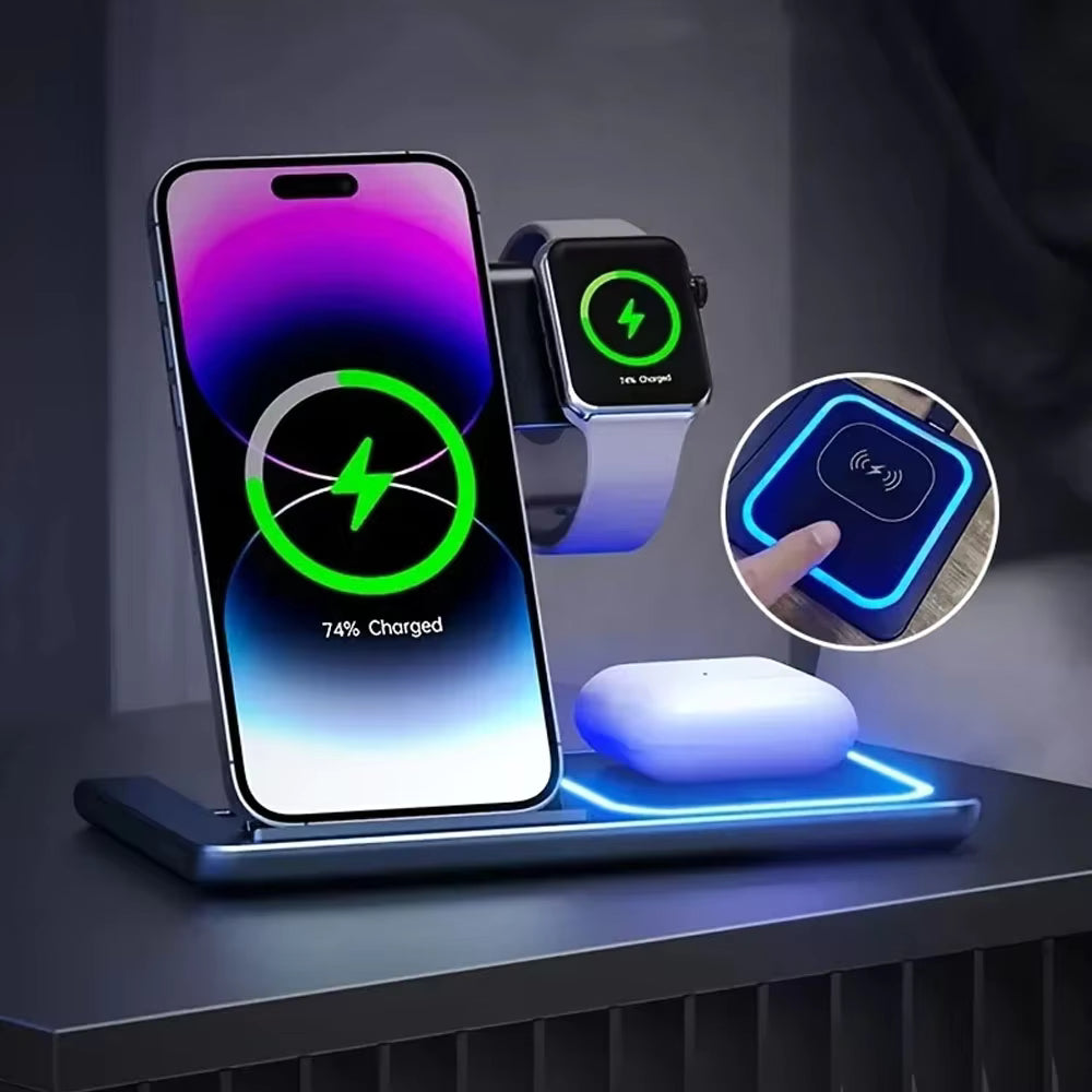 YurTech Foldable 3 in 1 30W Wireless Charging Station