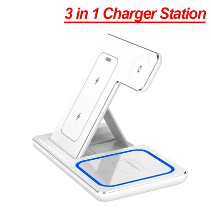 YurTech Foldable 3 in 1 30W Wireless Charging Station